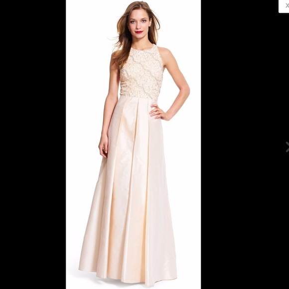 NEW‎ $368 Adrianna Papell Embellished Taffeta Ballgown Light Pink [SZ 10 ] - Picture 3 of 9